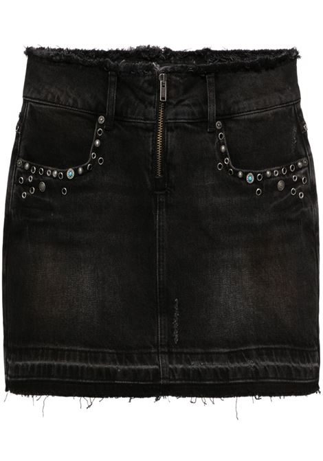 Minigonna denim con frange in nero di Guess Usa - donna GUESS USA | W4GU38D5AK0GUUB